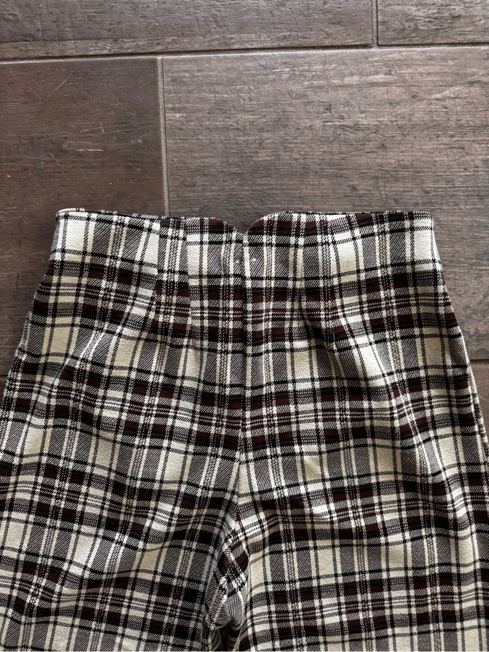 Free People Black & Cream Plaid Ankle Pants, Size S - Picture 6 of 6